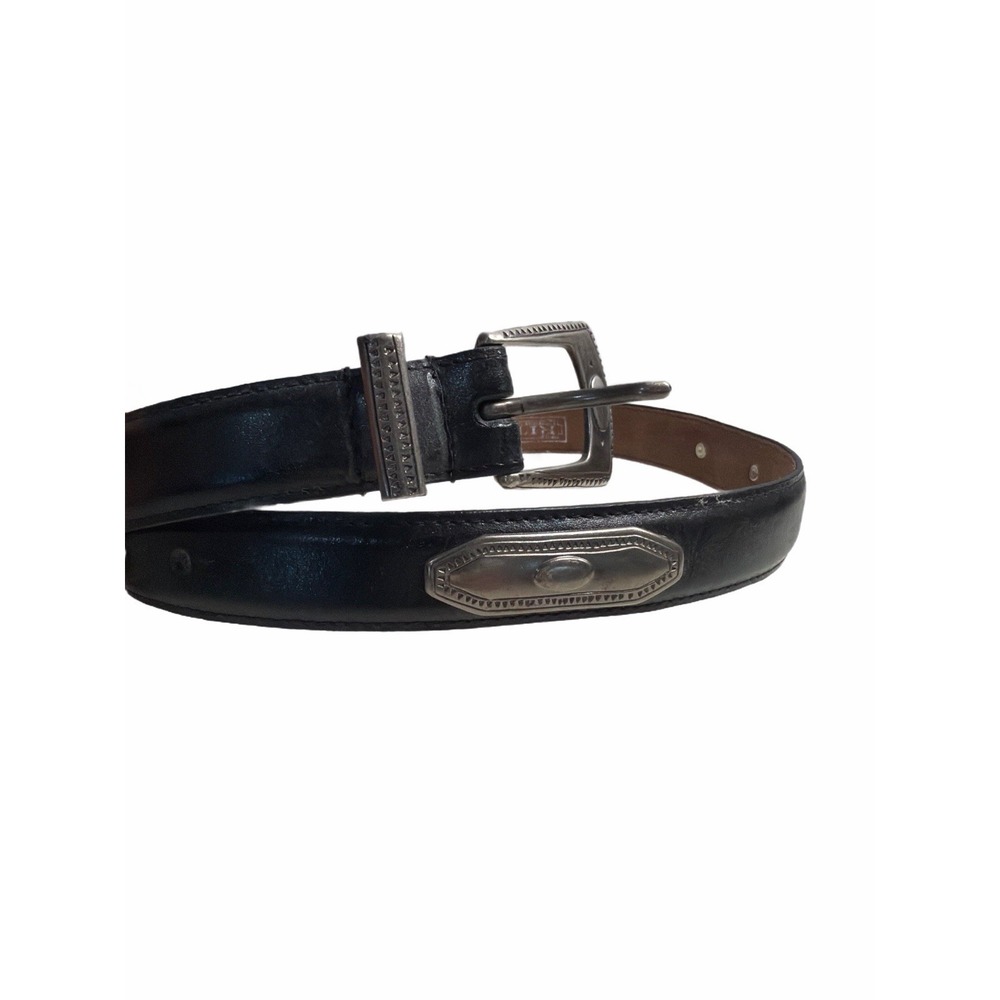 The Ritz Accessories Collection Belt XSmall Black with silver Western Leather